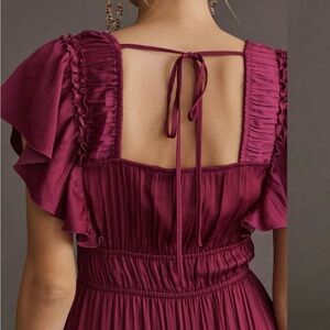 Anthropologie Plum Backless Ruffle Dress